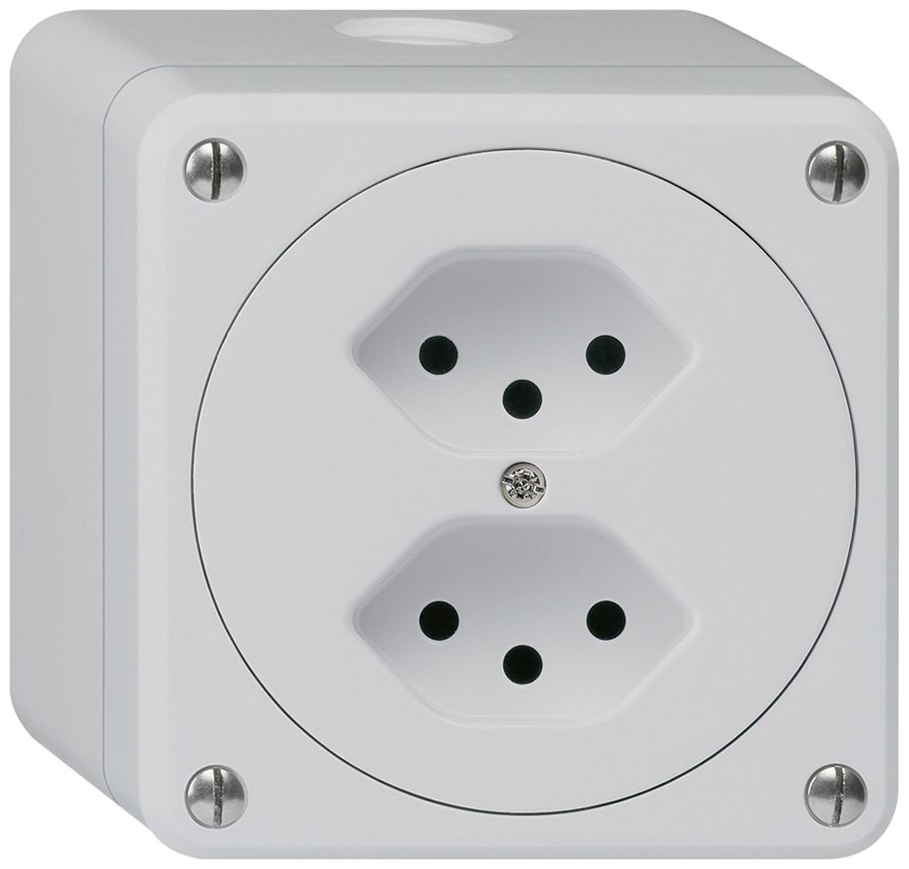 AP-Steckdose robusto 2×Typ 13 grau ohne Klappdeckel