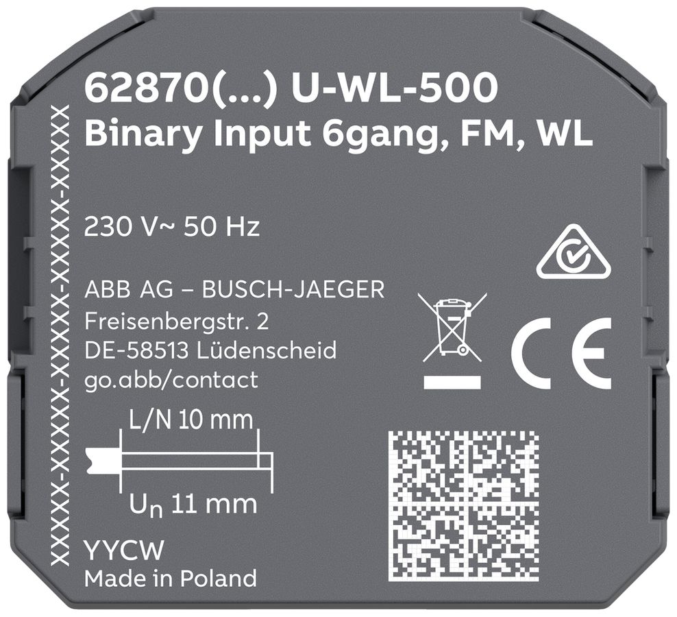 Entrée binaire RF INC ABB free@home wireless 6×entr IN:6VDC