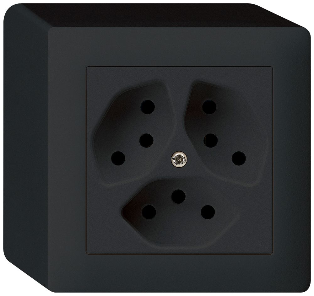 Prise AP kallysto 3×T13 noir avec sécurité enfants