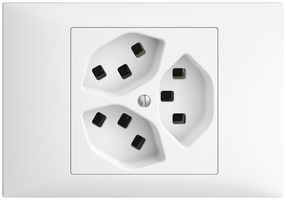 EB-Steckdose 3×T23 16A EDIZIOdue weiss, mit Steckklemmen