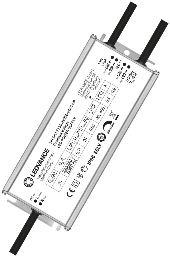 Convertitore LED LDV PERFORMANCE DIM 1…10V, 24V 20W 166×63×38mm IP66