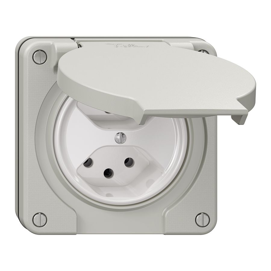 Prise NUP NEVO, 2×T13, IP21, gris clair