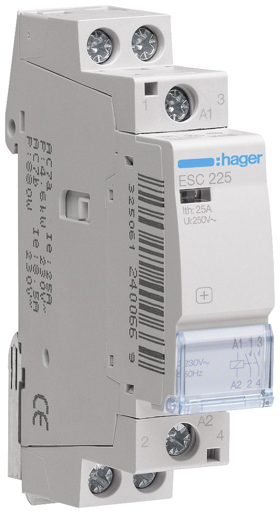 REG-Schütz Hager ESC 230VAC 2 Schliesser 0 Öffner 25A 1TE