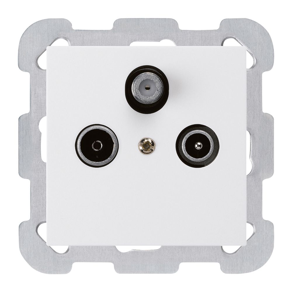 Prise ENC kallysto R/TV/SAT blanc avec plaque de fixation