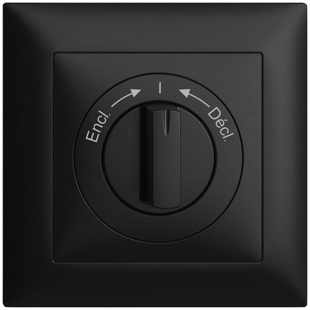 Frontset EDIZIOdue Encl.->I<-Décl. schwarz 88×88mm für Schwenktaster