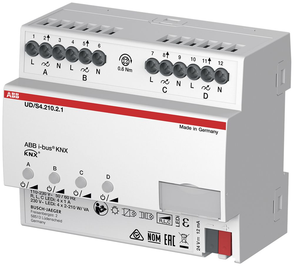 REG-Dimmaktor ABB KNX UD/S 4.210.2.1, 4×210W