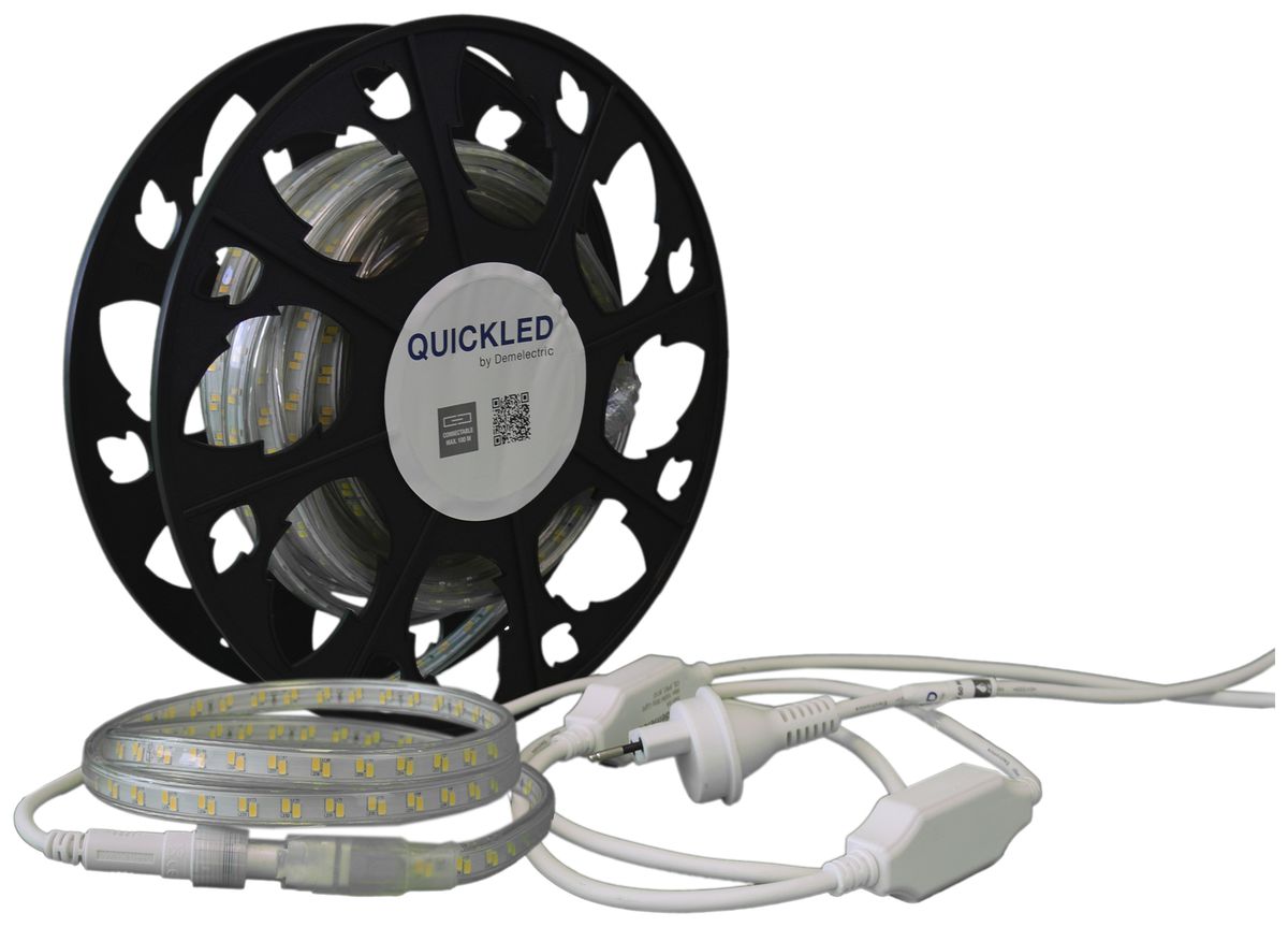 Ruban lumineux LED QUICKLED 240N IP65 240V 15W-1500lm/m 4000K 10m bobine 2-faces