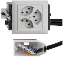 EB-Steckdose EDIZIOdue 3×T13 L3 hellgrau 49…69mm für Technofil
