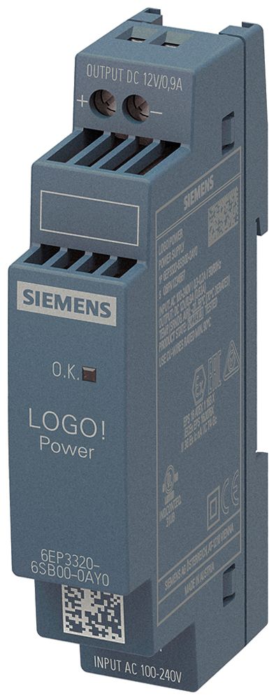 Stromversorgung Siemens LOGO!POWER, IN:100…240VAC, OUT:12VDC/0.9A, 1TE
