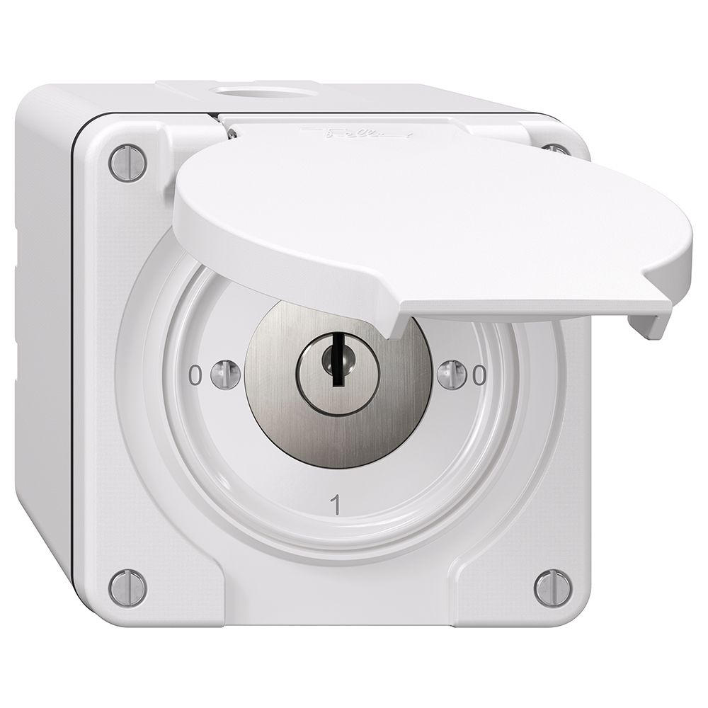 Interrupteur rotatif NAP NEVO, 0/2L, avec serrure&2 clés, KS, 0-1-0-1, blanc