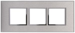 En-tête ENC Legrand Arteor 1×3, horizontal, stainless steel