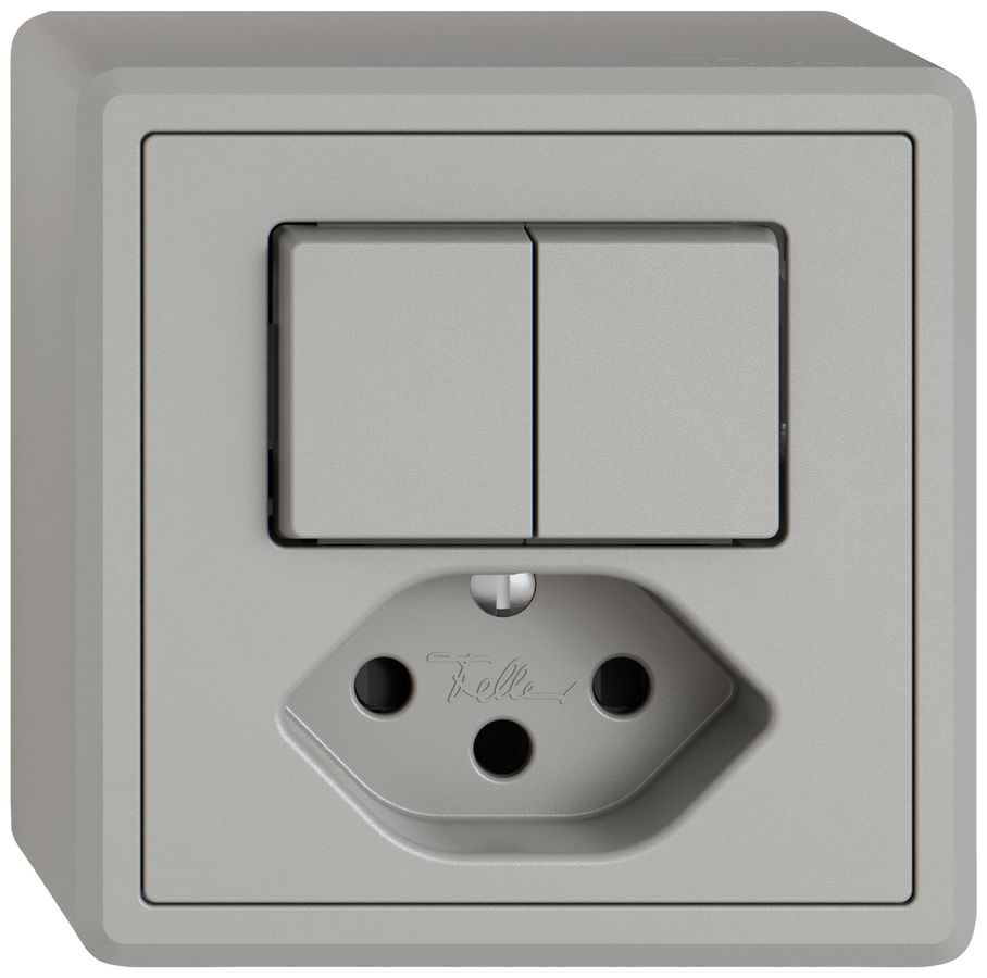 AP-Kombination EDIZIO.liv SNAPFIX® 2×Schema 3+T13 mit Shutter hgu