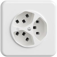 Prise ENC Sdue QMI, 3×type 23, a.LED, a.plaque de recouvrement et de fix., blanc