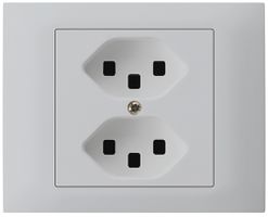 Prise INC kallysto 2×T23 montage T avec boîte INC G3 cadre enfichable gris clair