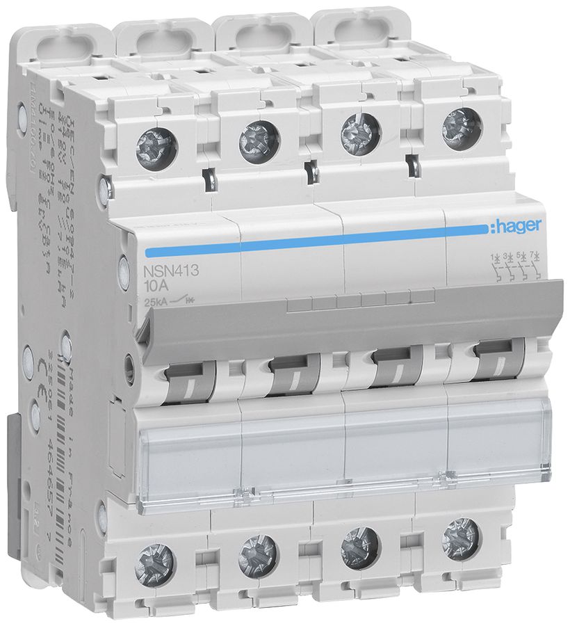 Leitungsschutzschalter Hager MCB 4P 230V Typ D 13A 4TE