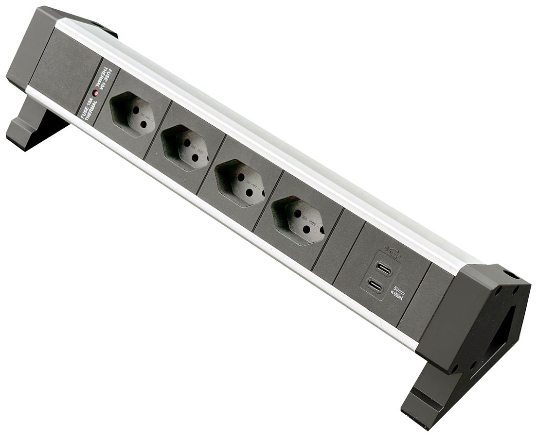 Prise multiple de table Desk-Mountain 4×T13/2×USB-C 3m T12 F=10A