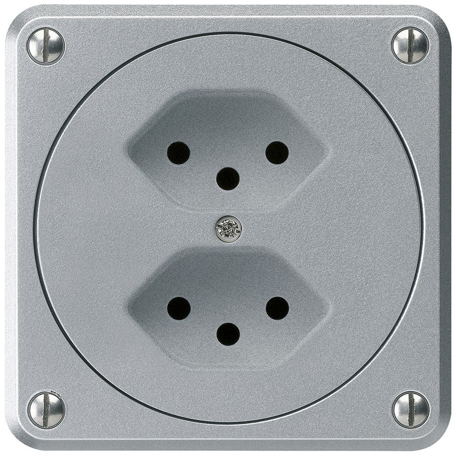 Presa INC robusto 2×tipo 13 alluminio senza copercchio per combinazione