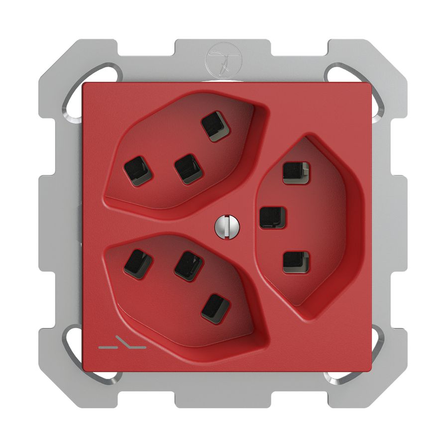 UP-Steckdose 3×T23 Feller EDIZIOdue FM, 1×getrennt, Steckklemmen, berry