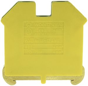 Borne de terre joignable Woertz Ex 1.5…4mm² vis 2×1 rail DIN 35mm vert/jaune