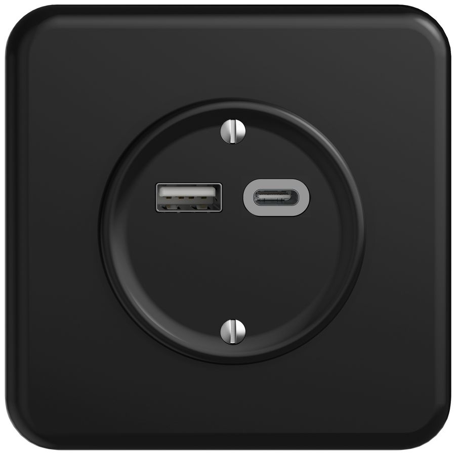 Prise de charge USB ENC STANDARDdue SNAPFIX® 230V AC 18W 1×USB A 1×USB C no