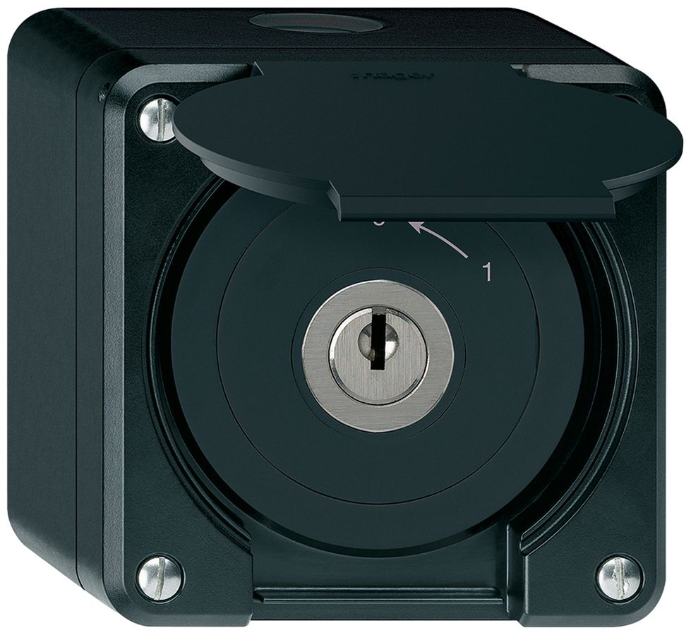 AP-Schlüsselschwenktaster robusto IP55 schwarz mit Deckel 1P