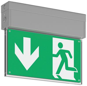 LED-Rettungszeichenleuchte RZB GSUN IP30 2.6W bat 1…8h DS ST Silber