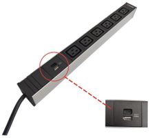 Steckdosenleiste 19" 1HE 6×C19/1×USB-A/1×USB-C, Td3×1.5mm² 3m C20, schwarz