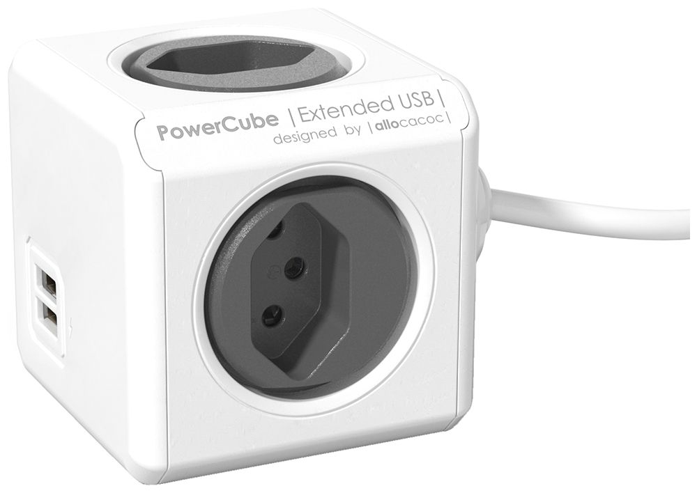 Mehrfachstecker PowerCube Extended 4×T13 2×USB-A 1.5m 3×1mm² an