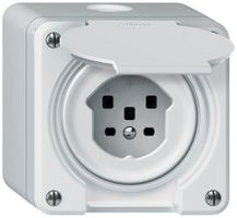 AP-Steckdose robusto 1×T25 16A 400V 86×86mm IP21 weiss