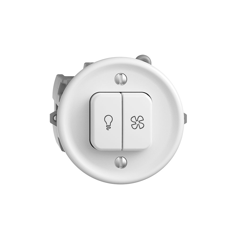 Schalter für Licht+Ventilation STANDARDdue weiss, KS, LED gelb