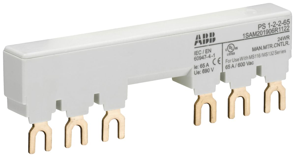 Kammschiene ABB PS1-2-2-65, für 2×MS116/MS132+1TE 3L 65A 104.5mm Schraub