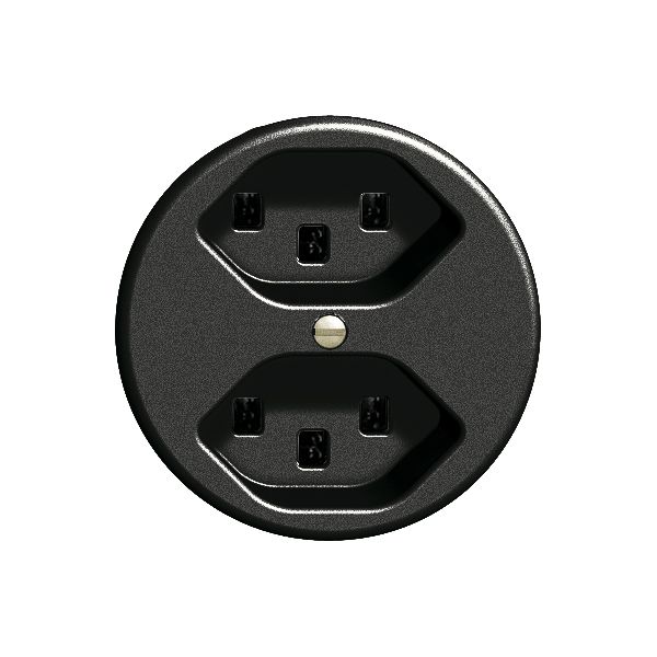 Steckdose FH 2×T23 16A schwarz, mit Steckklemmen