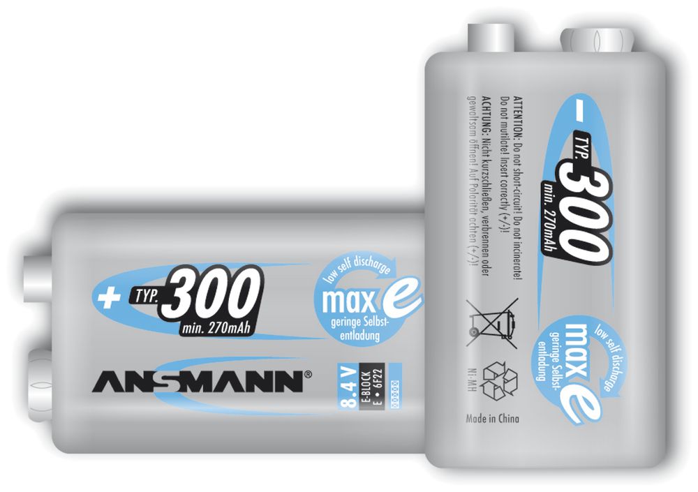 Akku NiMH 6LR61 8.4V 250mAh, 2 Stück