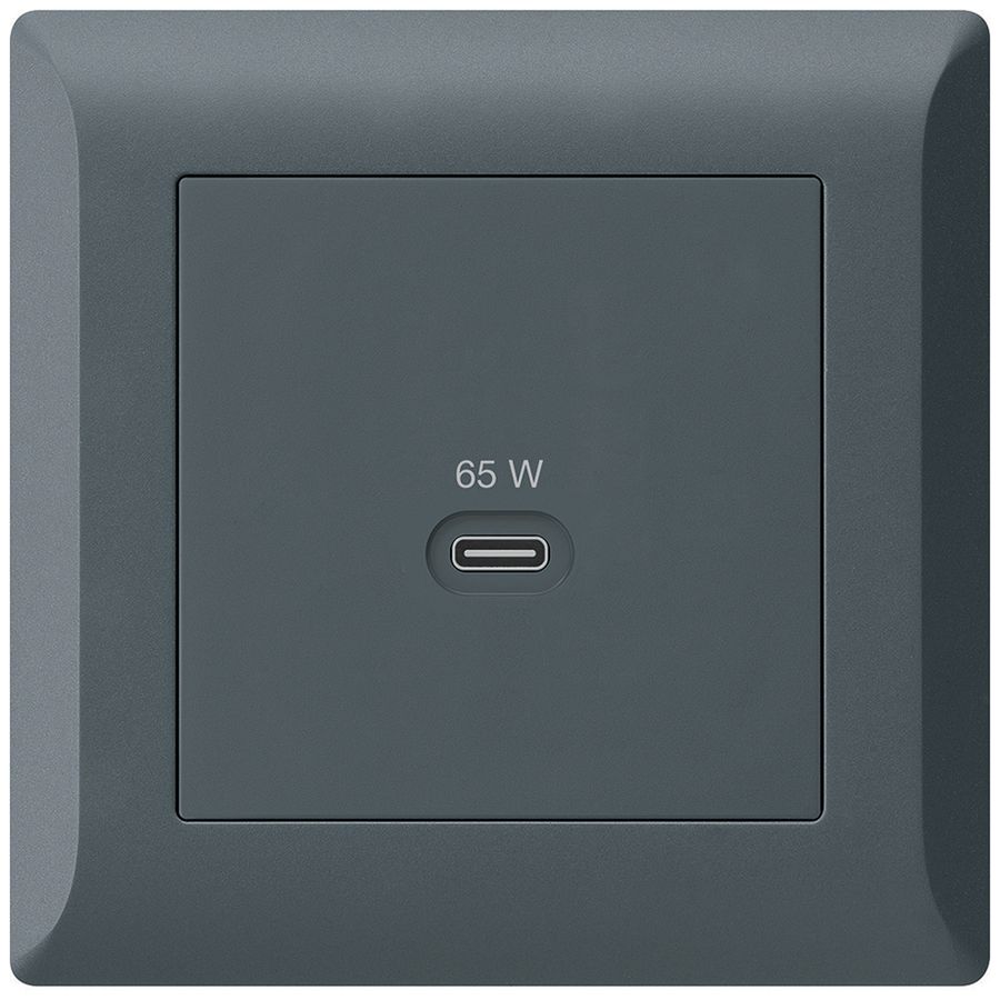 Prise de charge USB ENC Hager kallysto.line type C 65W 3250mA anthracite