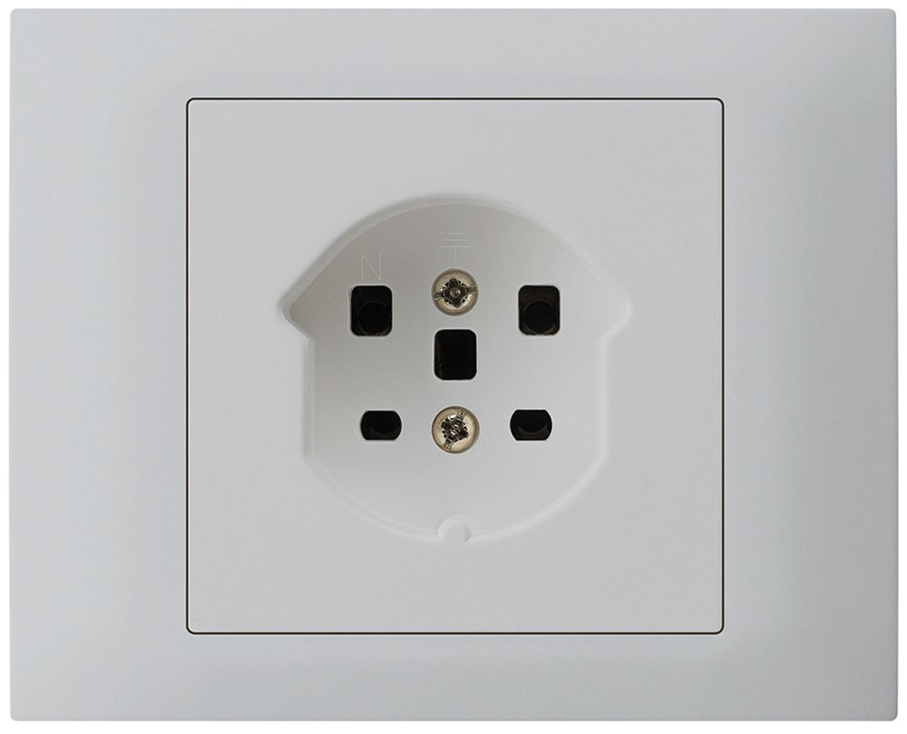 EB-Steckdose kallysto T25 Bauart T mit EB-Dose G3 Abdeckrahmen steckbar hellgrau