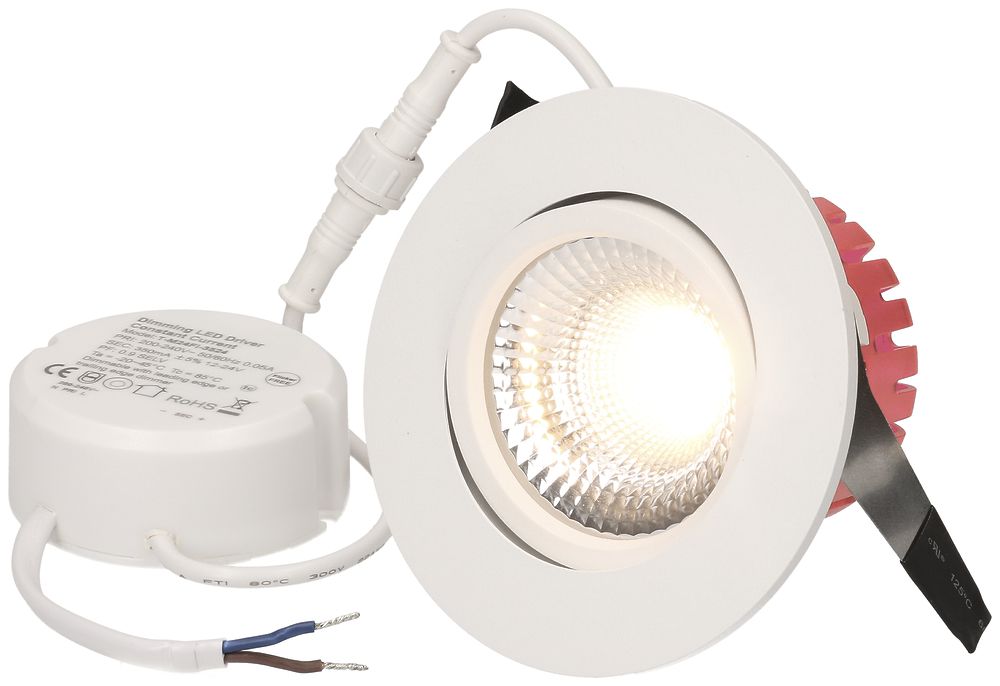 Spot LED INC maxLUCE SOLVO-IP65 8W 230V DIM 750lm 930 trou Ø80mm 38° IP65 blanc