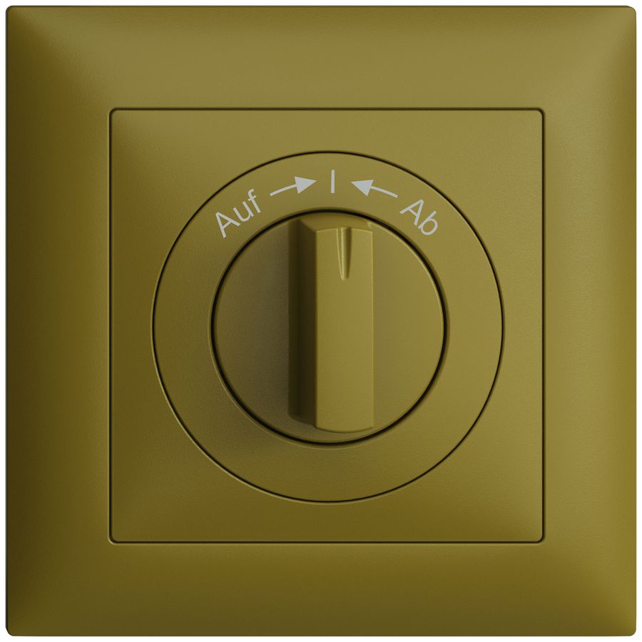 Kit frontal EDIZIOdue Auf->I<-Ab olive 88×88mm pour contact pivotant.