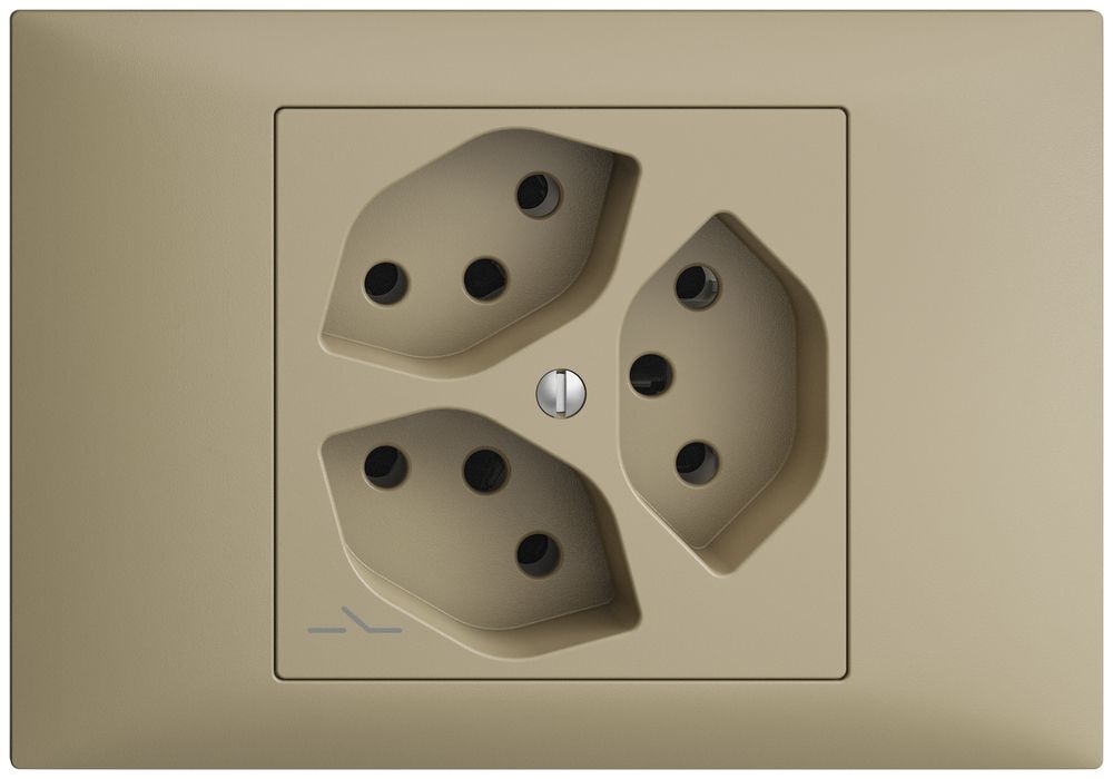 EB-Steckdose EDIZIOdue 3×T13 1×S sand