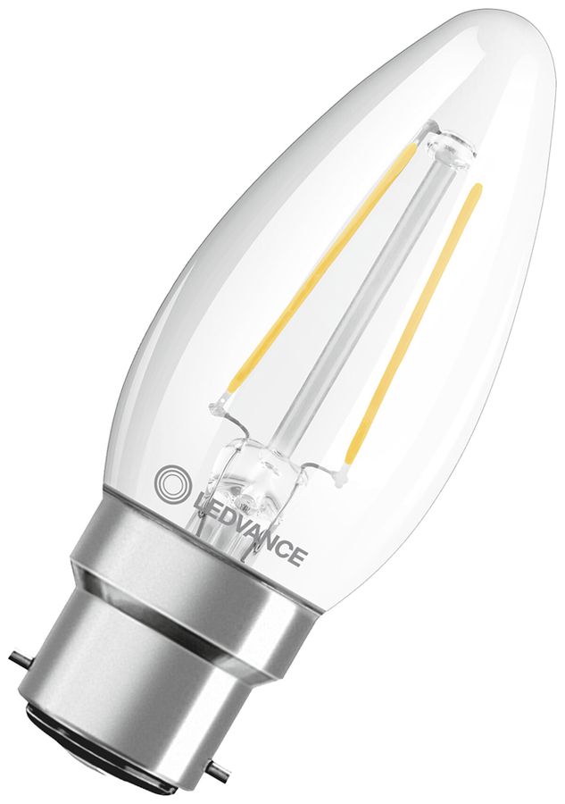 Lampada LED LEDVANCE CLAS B B22d 2.5W 250lm 2700K Ø35×91mm B10.5 chiaro