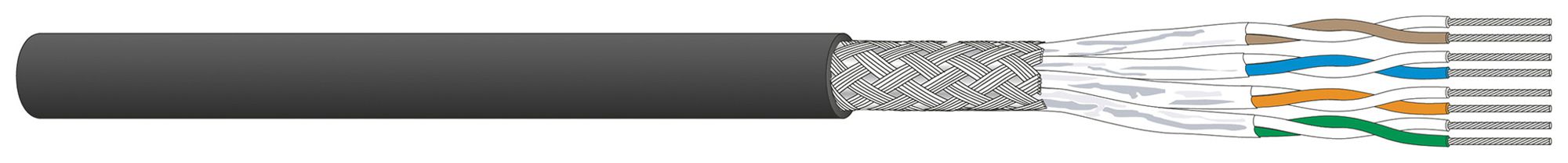 Datenkabel Dätwyler CU 7702 4P S/FTP Kat.7 AWG26 FRNC/LSZH Dca schwarz