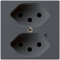 Steckdose Hager kallysto 2×T13 beleuchtet A anthrazit