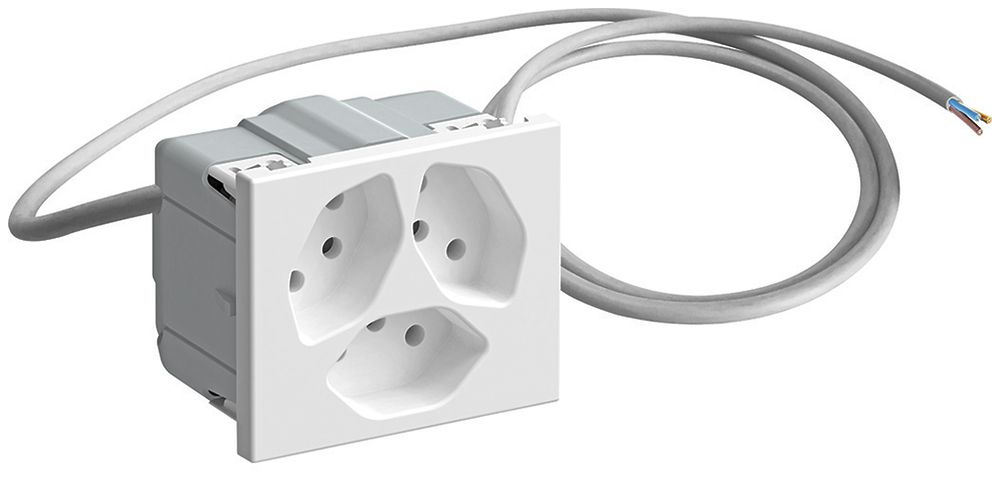 FLF-Steckdose 3×Typ 13 mit 1.5m Kabel und Schutzkappe weiss
