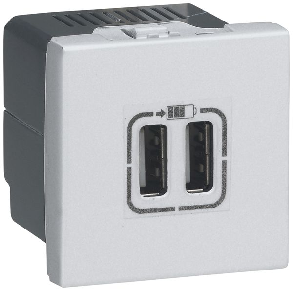 USB-Ladesteckdose MOS 2×Typ-A 3A 5V 2 Module weiss