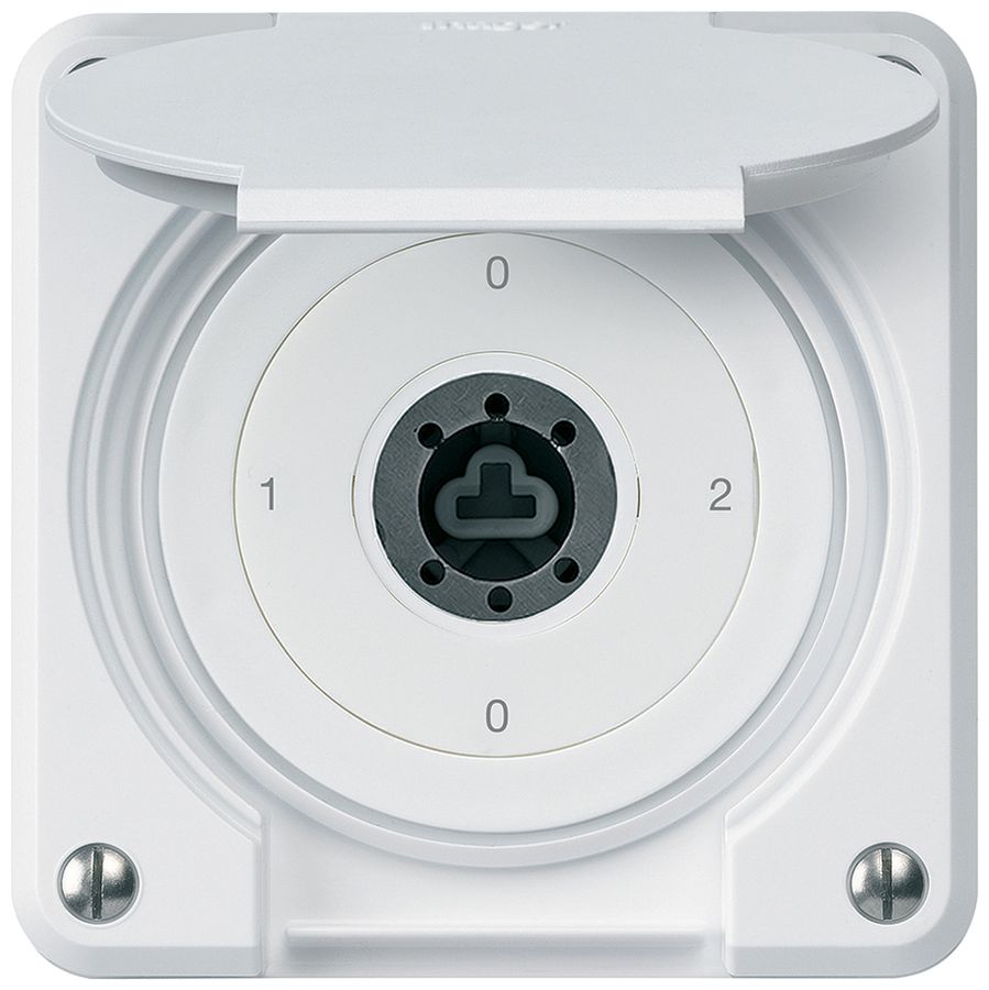 Interrupteur à clé ENC robusto IP55 avec clapet sans cylindre S2/1P blanc combi