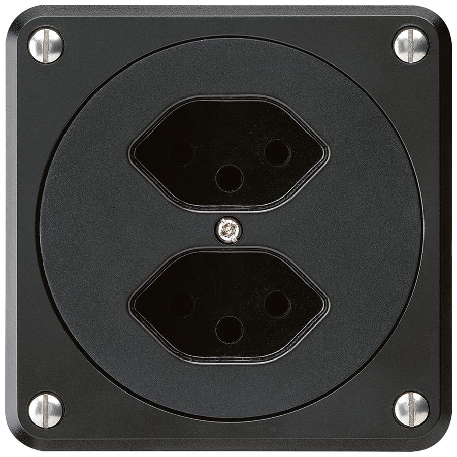 UP-Steckdose robusto 2×Typ 13 schwarz ohne Klappdeckel