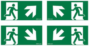 Piktogramm-Satz ESYLUX SLE 23m Pfeil OR/OL/UR/UL 250×120mm