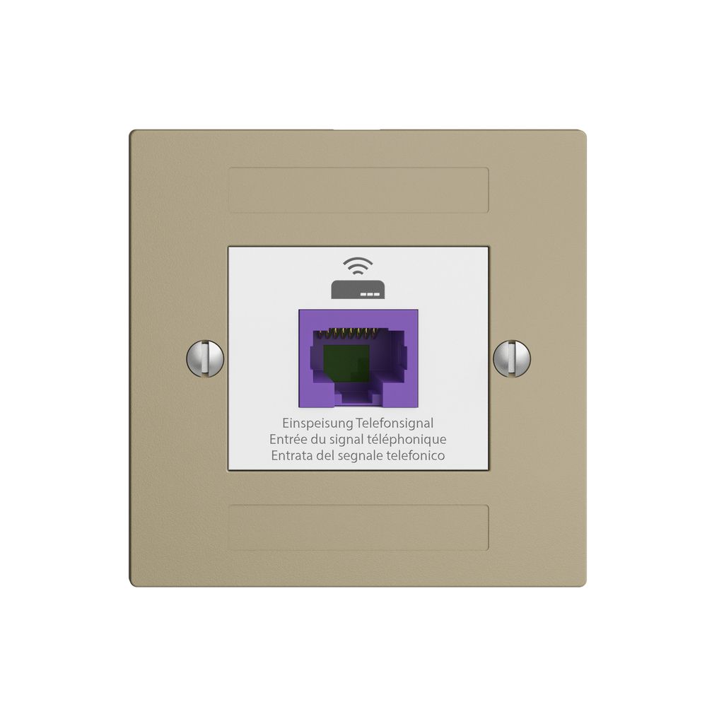 Prise de retour EDIZIOdue F 1×RJ45 p.Swisscom VoIP, 8 pôles, UTP, sand