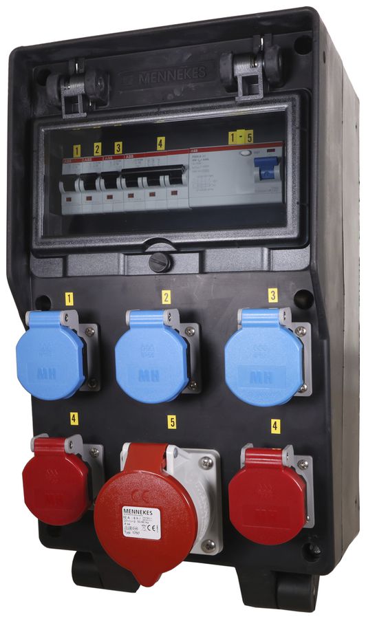 Stromverteiler Mennekes EverGUM 3×T23 2×T25 1×CEE32 1×FI/LS 40A IP44