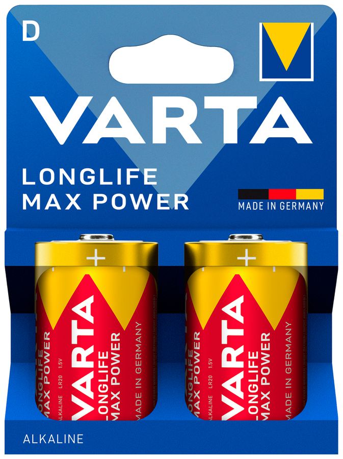 Batteria VARTA Consumer Longlife Max Power D alcalina al Mn 1.5V blister 2 pezzi