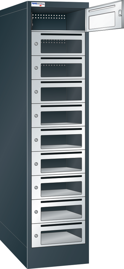 Armoire pour ordinateur portable (L×P×H) 415×500×1790 mm 1×10 casiers